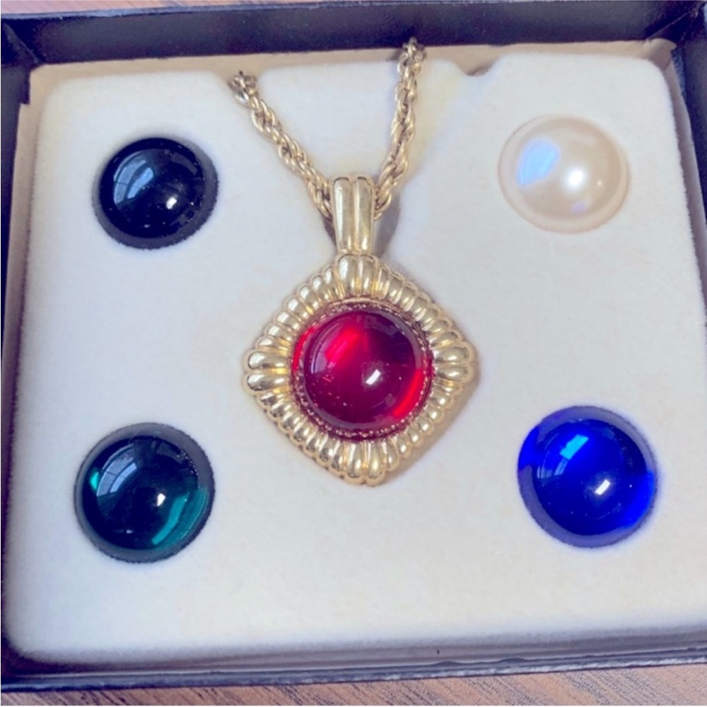 Kenneth Jay Lane Gold Necklace with Color Changing Pendant